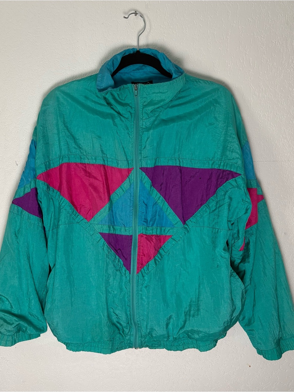 Vintage 80s Verona Teal Colorblock Windbreaker Jacket - Women's